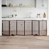  Vrata za pse s vratima, sklopiva, 6 panela, smeđa, 300 cm, drvo topole | shoptok.hr
