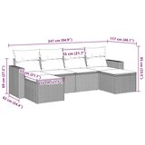  6-dijelni set vrtnih sofa od poliratana s jastucima smeđi | shoptok.hr