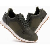 Ombre Patchwork men's sneaker shoes in combined materials - dark olive | Shoptok.si
