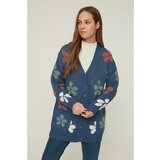 Trendyol blue V-Neck Floral Embroidered Knitwear Cardigan Cene