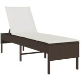  Ležaljka za sunčanje s jastukom smeđa 55x200x44 cm poli ratan | shoptok.hr