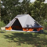 vidaXL družinski tipi šotor - siva in oranžna, za 10 oseb, vodoodporen | Shoptok.si