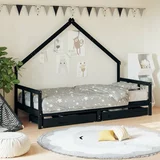  za dječji krevet s ladicama crni 90 x 190 cm od borovine