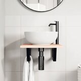  Zidna polica za umivaonik od čelika i masivne hrastovine Smeđa 40 x 50 x 2 cm | shoptok.hr