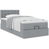 vidaXL Otomanski posteljni okvir z vzmetnico siv 100x200 cm blago | Shoptok.si