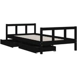 vidaXL Okvir za dječji krevet s ladicama crni 90 x 190 cm od borovine | shoptok.hr