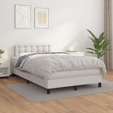 Krevet s oprugama i madracem bijeli 120x200 cm od umjetne kože | shoptok.hr