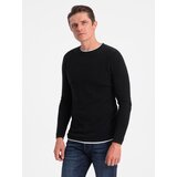 Ombre Men's cotton sweater with round neckline - black | Shoptok.si