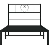 vidaXL Kovinski posteljni okvir z vzglavjem črn 107x203 cm | Shoptok.si