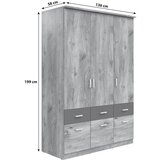 Lesnina-XXXL omara za oblačila brando 3, hrast, temno siva, š. 136 cm | Shoptok.si