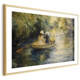  Plakat Boat crossing - painting of two women sailing a boat on a river 42x29.7 Zlatni okvir s margom | shoptok.hr