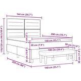  Krevet s box springom s madracem i klupom Taupe 140x200 cm Tkanina | shoptok.hr