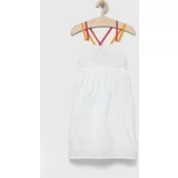 Sisley Otroška bombažna obleka bela barva