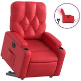 vidaXL Električni naslanjač s funkcijo vstajanja rdeče umetno usnje | Shoptok.si