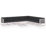  Sedežna garnitura 9-delna z blazinami bela trdna borovina | Shoptok.si