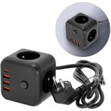  Produžni blok sa prekidačem LINEA 3x230V + 4xUSB A/C crna | Eponuda.com