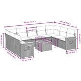  10-dijelni set vrtnih sofa s jastucima crni od poliratana | shoptok.hr