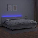 Krevet box spring s madracem LED bijeli 200x200 cm umjetna koža | Eponuda.com