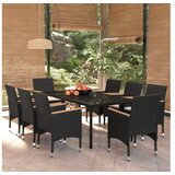  9-dijelni vrtni blagovaonski set s jastucima crni | shoptok.hr