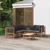 The Living Store Vrtna sedežna garnitura 6-delna temno sive blazine bambus - Vrtna Sedežna Garnitura, (21471367) | Shoptok.si