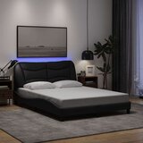  Posteljni okvir z LED lučkami črn 140x190 cm tkanina | Shoptok.si