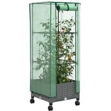  Vrtna saksija s pokrovom staklenika i kotačima Svjetlosiva PP - Svjetlosiva 40 x 40 x 123 cm s kotačima | shoptok.hr