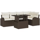 vidaXL 6-komadni set vrtnih sofa s jastucima smeđi poli ratan, 2-sjedna vrtna sofa s pohranom i jastucima smeđi poli ratan Cijene