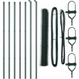 vidaXL šestkotna ograja zelena 1.2x10 m jeklo, ograjni stebri 7 kosov zeleni Ø32 mm 170 cm pocinkano jeklo | Shoptok.si