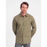 Ombre Men's cotton shirt with pocket REGULAR FIT - olive Cijene