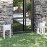  Vrtne sadilice 2 kom bijele 31 x 31 x 70 cm od masivne borovine | shoptok.hr