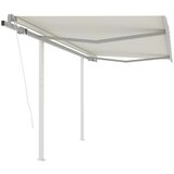 vidaXL avtomatsko zložljiva tenda s stebrički 3,5x2,5 m krem | Shoptok.si