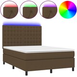  Krevet box spring s madracem LED tamnosmeđi 140x190 cm tkanina | shoptok.hr