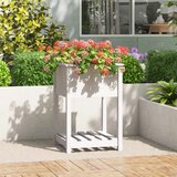 Maison Chic Visoka greda - Greda - Cvetlični Lonec s polico bela 54x54x81 cm trdna borovina, (21789096) | Shoptok.si