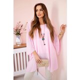 Kesi Włoski Oversized Women's Blouse Made of Viscose with a Necklace Candy Pink cene