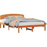 vidaXL Posteljni okvir z naslonjalom Voskasta rjava 140x200 cm Trden les Bor | Shoptok.si