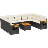  10-dijelni set vrtnih sofa s jastucima crni od poliratana | shoptok.hr