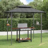 vidaXL Paviljon za žar s policami antracit 240x150x243 cm jeklo Cene