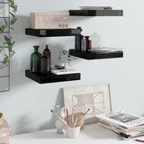 Maison Chic 4 kosi Lebdeče Stenske Police - Viseče police sijaj črne 23x23,5x3,8 cm MDF, (21793405) | Shoptok.si