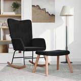 vidaXL gugalni stol s stolčkom črn žamet | Shoptok.si