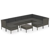 Maison Chic Seti vrtnega pohištva - Vrtna garnitura - Vrtni pohištvo set 10-delna z blazinami poli ratan siva, (21812197) | Shoptok.si
