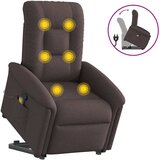 vidaXL Masažni naslanjač s funkcijo vstajanja temno rjavo blago, (21824427) | Shoptok.si