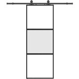  Drsna vrata z opremo črna 76x205 cm kaljeno steklo | Shoptok.si