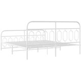  Metalni okvir kreveta uzglavlje i podnožje bijeli 183x213 cm | shoptok.hr