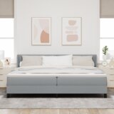 vidaXL postelja s pomladjo z vzmetnico svetlo siva 200x200 cm blago, vzglavje zasnova diamantnih blokov svetlo siva 200 cm blago | Shoptok.si