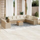 Maison Chic Seti vrtnega pohištva - Vrtna garnitura - Vrtni pohištvo set 11-delna z blazinami bež poli ratan, (21816069) | Shoptok.si