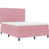 LED Box Spring Krevet Ružičasta 140 x 190 cm Baršun | shoptok.hr