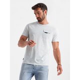 Ombre Men's cotton t-shirt with letter print and pocket - white-gray | Eponuda.ba