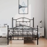  Metalni okvir kreveta uzglavlje i podnožje crni 100x200 cm | shoptok.hr