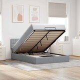 vidaXL Otomanski posteljni okvir z vzmetnico siv 140x200 cm blago | Shoptok.si