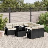 vidaXL 9-dijelni set vrtnih sofa s jastucima crni od poliratana | shoptok.hr